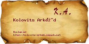 Kolovits Arkád névjegykártya